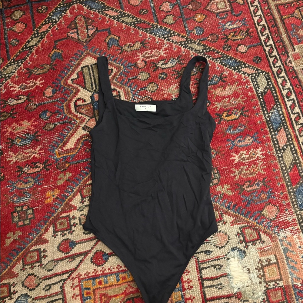 Babaton Black Scoop Neck Tank Bodysuit